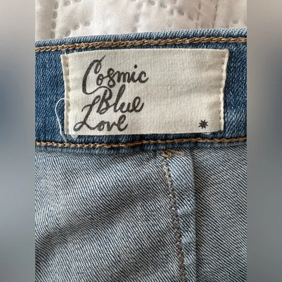 Cosmic Blue Love High Rise Denim Shorts Light Wash Festival Summer size 27 - Picture 3 of 8